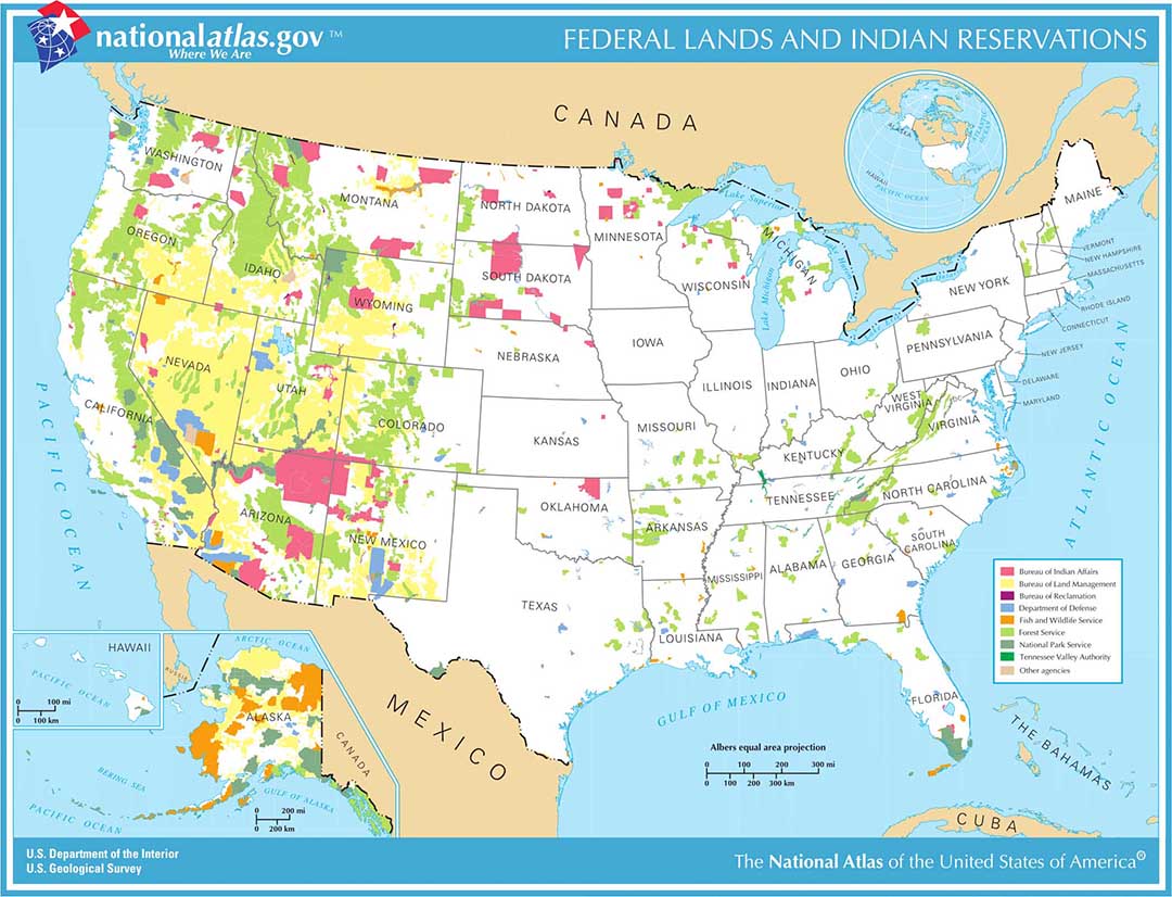 Federal Lands in the United States - USGS Map